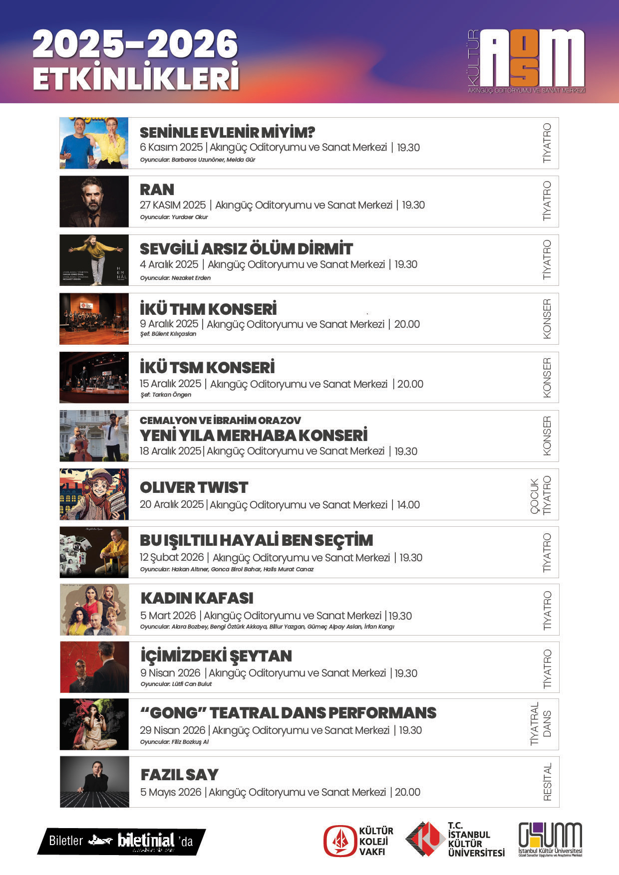 Akıngüç Oditoryumu ve Sanat Merkezi 2025-2026