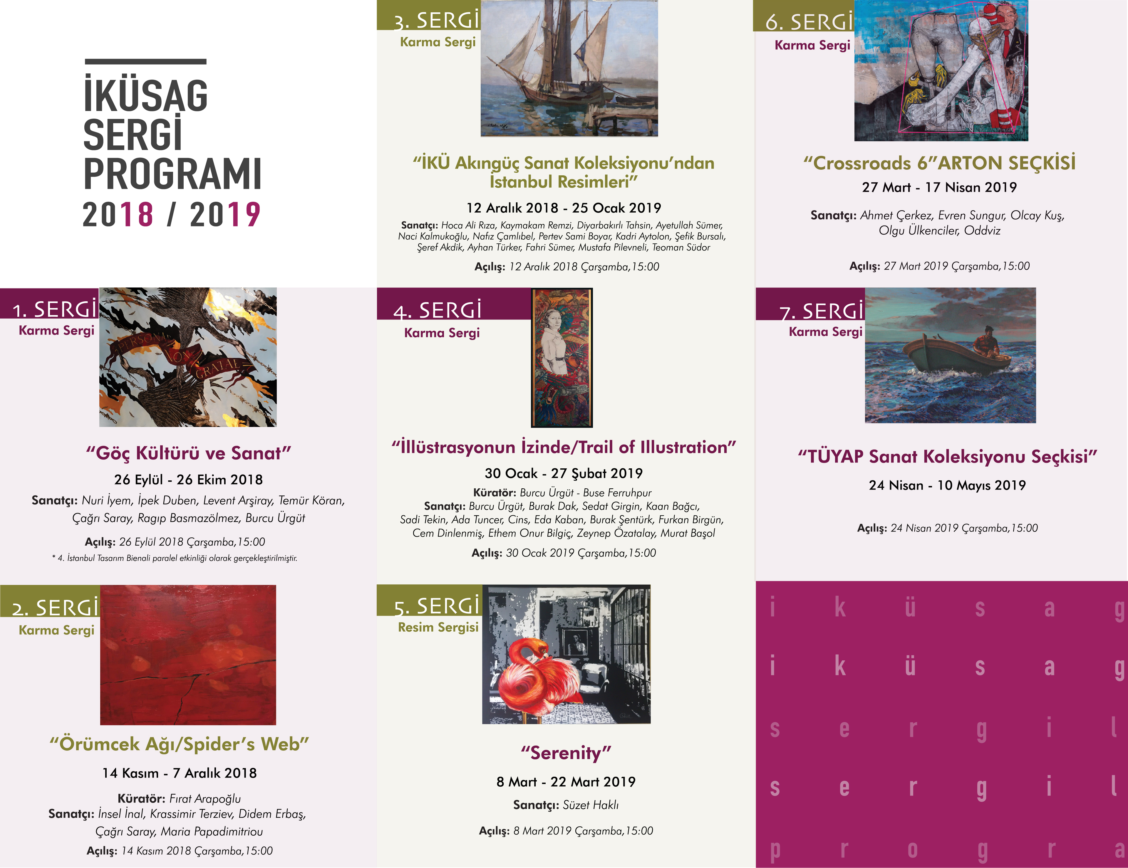 İstanbul Kültür Üniversitesi Sanat Galerisi (İKÜSAG) 2018-2019 etkinlik takvimi