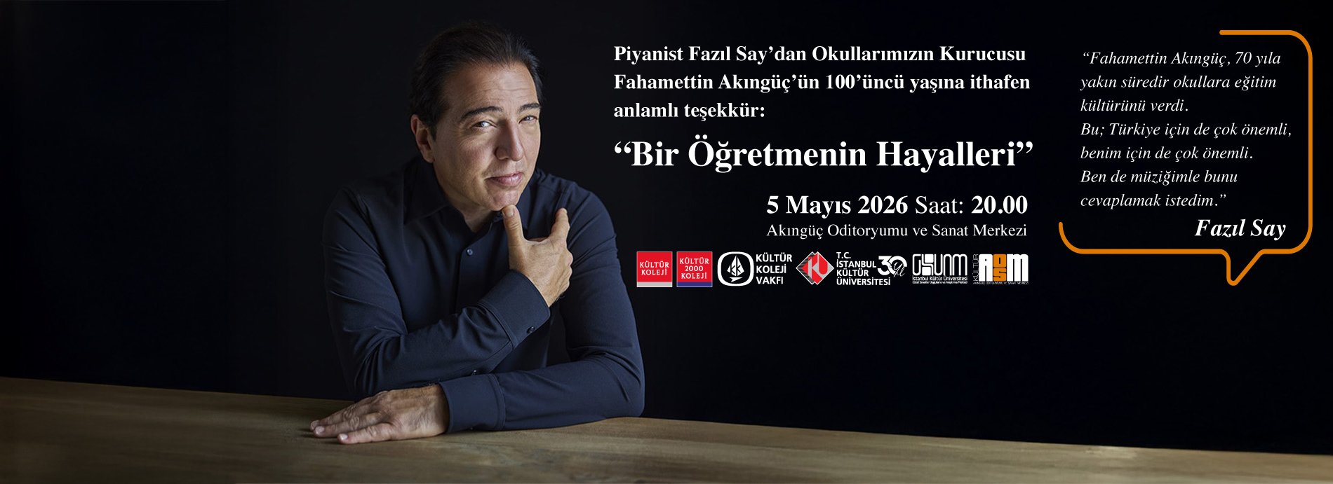 Piyanist Fazıl Say’ın ‘Bir Öğretmenin Hayalleri’ Eseri İlk Kez Sanatseverlerle Buluşacak